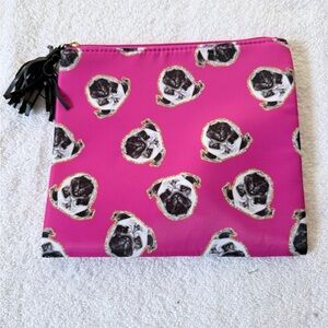 Pink Pug Print Pouch